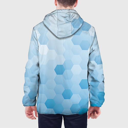 Мужская куртка Светло-синяя текстура-паттерн / 3D-Белый – фото 4