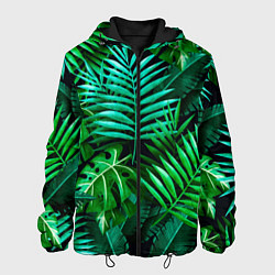 Куртка с капюшоном мужская Тропические растения - текстура, цвет: 3D-черный