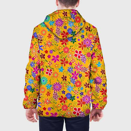 Мужская куртка Нарисованные цветы - орнамент / 3D-Белый – фото 4