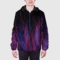 Куртка с капюшоном мужская Абстрактный мех, цвет: 3D-черный — фото 2