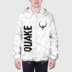Куртка с капюшоном мужская Quake glitch на светлом фоне: надпись, символ, цвет: 3D-белый — фото 2