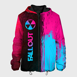 Куртка с капюшоном мужская Fallout - neon gradient: по-вертикали, цвет: 3D-черный