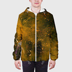 Куртка с капюшоном мужская Чёрный туман и золотые краски, цвет: 3D-белый — фото 2
