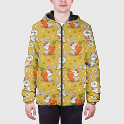 Куртка с капюшоном мужская Милый кролик с морковкой, цвет: 3D-черный — фото 2