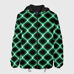 Куртка с капюшоном мужская Зелёная неоновая сетка, цвет: 3D-черный