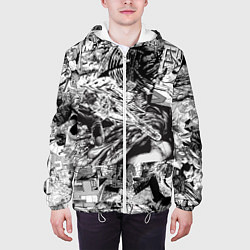 Куртка с капюшоном мужская Человек бензопила манга страницы, цвет: 3D-белый — фото 2