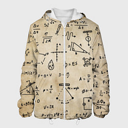 Куртка с капюшоном мужская Научные формулы на старой бумаге, цвет: 3D-белый