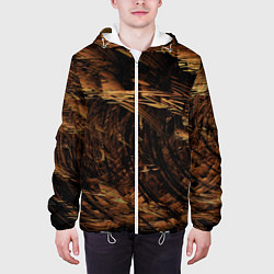 Куртка с капюшоном мужская Абстрактные лиственные краски, цвет: 3D-белый — фото 2