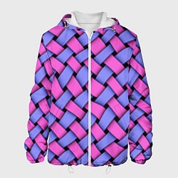 Куртка с капюшоном мужская Фиолетово-сиреневая плетёнка - оптическая иллюзия, цвет: 3D-белый