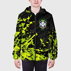 Куртка с капюшоном мужская Сборная Бразилия пятна, цвет: 3D-черный — фото 2