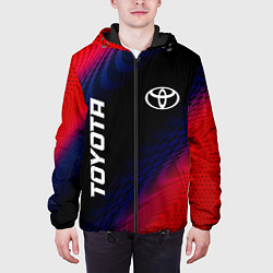 Куртка с капюшоном мужская Toyota красный карбон, цвет: 3D-черный — фото 2