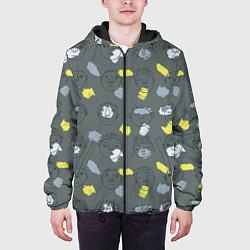 Куртка с капюшоном мужская Лица и фигуры рисованные, цвет: 3D-черный — фото 2
