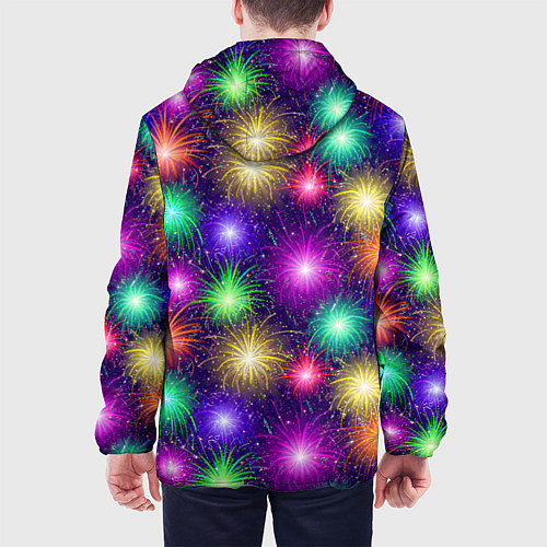 Мужская куртка Праздничный салют - фейерверк / 3D-Белый – фото 4