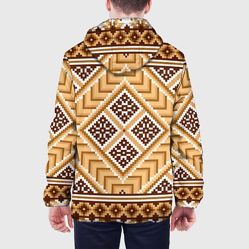 Мужская куртка Индейский пиксельный орнамент / 3D-Белый – фото 4