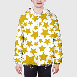 Куртка с капюшоном мужская Жёлтые звезды, цвет: 3D-белый — фото 2