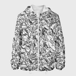 Куртка с капюшоном мужская Текстура мятой алюминиевой фольги, цвет: 3D-белый