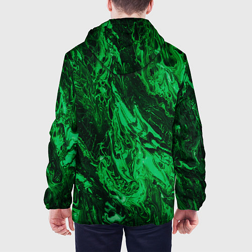 Мужская куртка Зелёные краски во тьме / 3D-Белый – фото 4