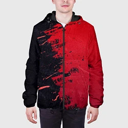 Куртка с капюшоном мужская Черное и красное, цвет: 3D-черный — фото 2