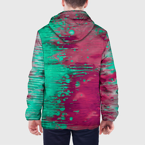 Мужская куртка Светло-розовые и зелёные краски растекаются / 3D-Белый – фото 4
