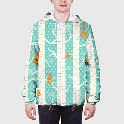 Куртка с капюшоном мужская Новогодние берёзки, цвет: 3D-белый — фото 2
