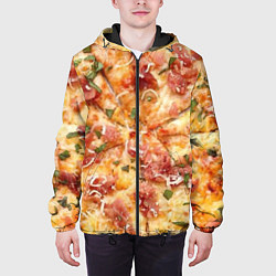 Куртка с капюшоном мужская Вкусная пицца, цвет: 3D-черный — фото 2