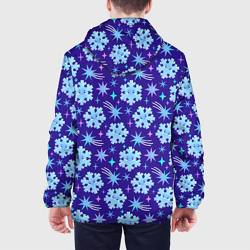 Мужская куртка Снежинки со звездами в синем небе / 3D-Белый – фото 4