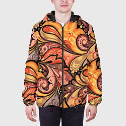 Куртка с капюшоном мужская Multicolored branching floral patterns, цвет: 3D-черный — фото 2