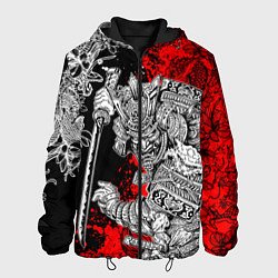 Куртка с капюшоном мужская Самурай и драконы, цвет: 3D-черный