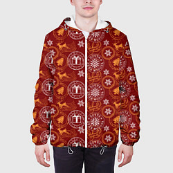 Куртка с капюшоном мужская Новогодние печати, цвет: 3D-белый — фото 2