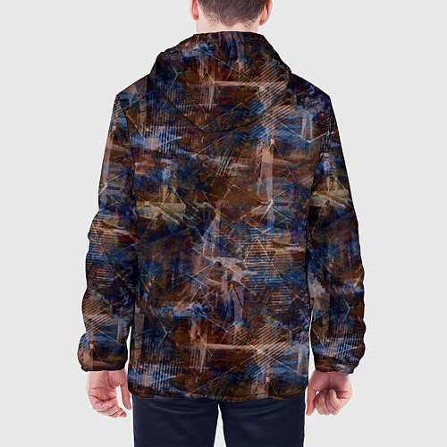 Мужская куртка Коричневый с синим абстрактный гранжевый / 3D-Белый – фото 4