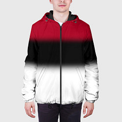 Куртка с капюшоном мужская Размытый полосатый узор черный красный белый, цвет: 3D-черный — фото 2