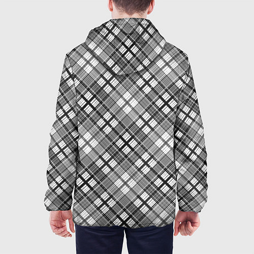 Мужская куртка Черно белый узор в косую клетку / 3D-Белый – фото 4