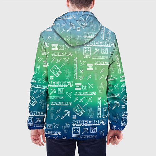 Мужская куртка Майнкрафт символы на потертом фоне / 3D-Белый – фото 4