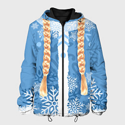 Куртка с капюшоном мужская Снегурочка с косами, цвет: 3D-черный