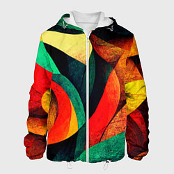 Куртка с капюшоном мужская Текстурированная цветная абстракция, цвет: 3D-белый