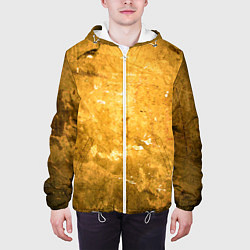 Куртка с капюшоном мужская Золотая абстрактная поверхность, цвет: 3D-белый — фото 2