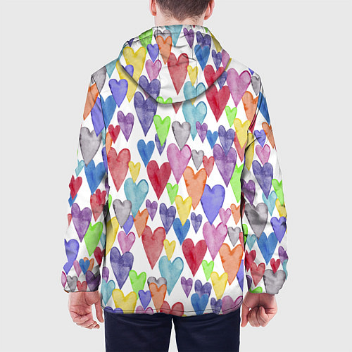 Мужская куртка Разноцветные сердечки Калейдоскоп / 3D-Белый – фото 4