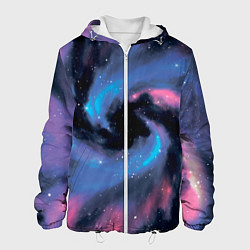 Куртка с капюшоном мужская Ручная роспись галактики акварелью, цвет: 3D-белый