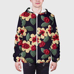 Куртка с капюшоном мужская Эффект яркой вышивки, цвет: 3D-белый — фото 2