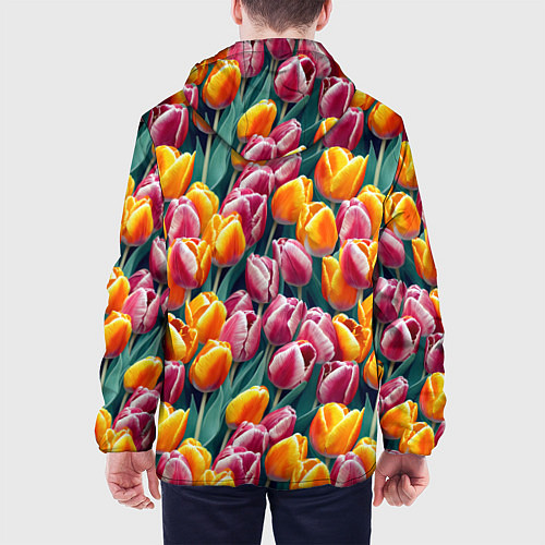 Мужская куртка Роскошные тюльпаны / 3D-Белый – фото 4