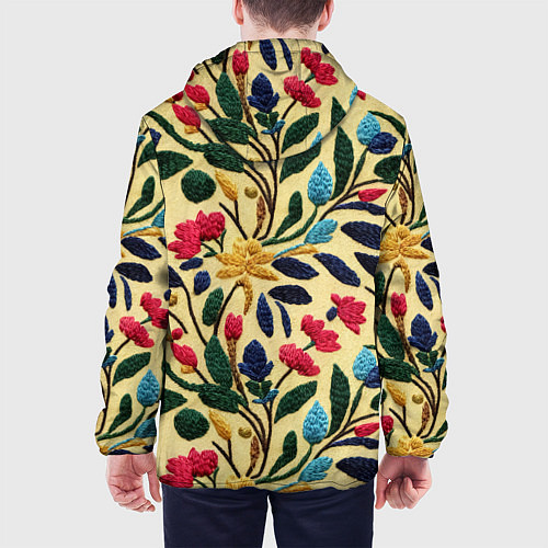 Мужская куртка Эффект вышивки цветочная поляна / 3D-Белый – фото 4