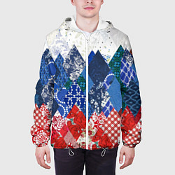 Куртка с капюшоном мужская Флаг России в стиле пэчворк, цвет: 3D-белый — фото 2