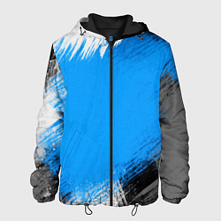 Куртка с капюшоном мужская Абстрактный пятнистый черно-синий узор, цвет: 3D-черный