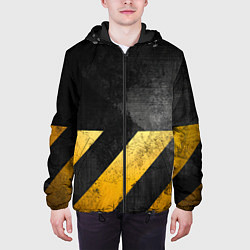 Куртка с капюшоном мужская Желтые предупреждающие полосы, цвет: 3D-черный — фото 2
