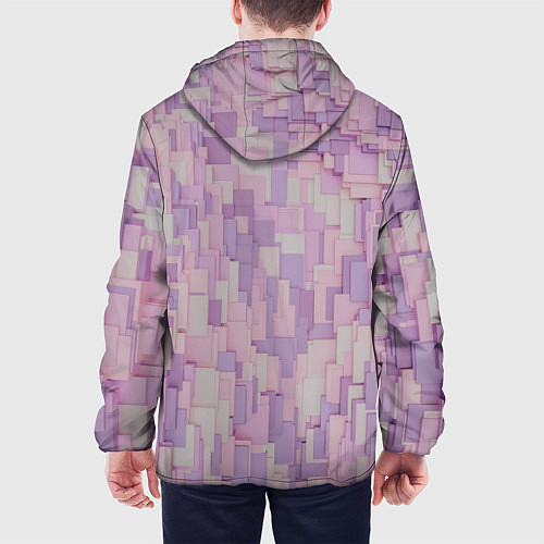 Мужская куртка Множество розовых геометрических кубов / 3D-Белый – фото 4
