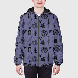 Куртка с капюшоном мужская Паттерн Уэнсдей, цвет: 3D-черный — фото 2