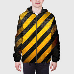 Куртка с капюшоном мужская Черно-желтая опасность, цвет: 3D-черный — фото 2