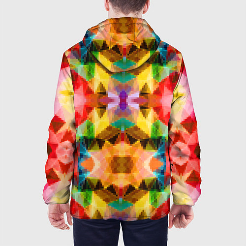 Мужская куртка Разноцветный мозаичный пиксельный узор / 3D-Белый – фото 4