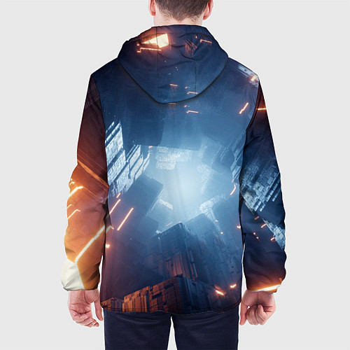 Мужская куртка Множество неоновых блоков во тьме и туман / 3D-Белый – фото 4