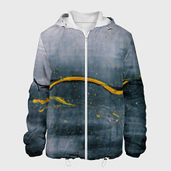 Куртка с капюшоном мужская Серо-светлый абстрактный туман и краски, цвет: 3D-белый